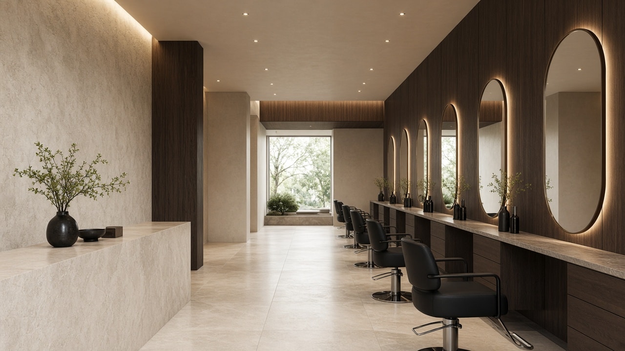 The styling floor of a Nyva house, seen toward the daylight