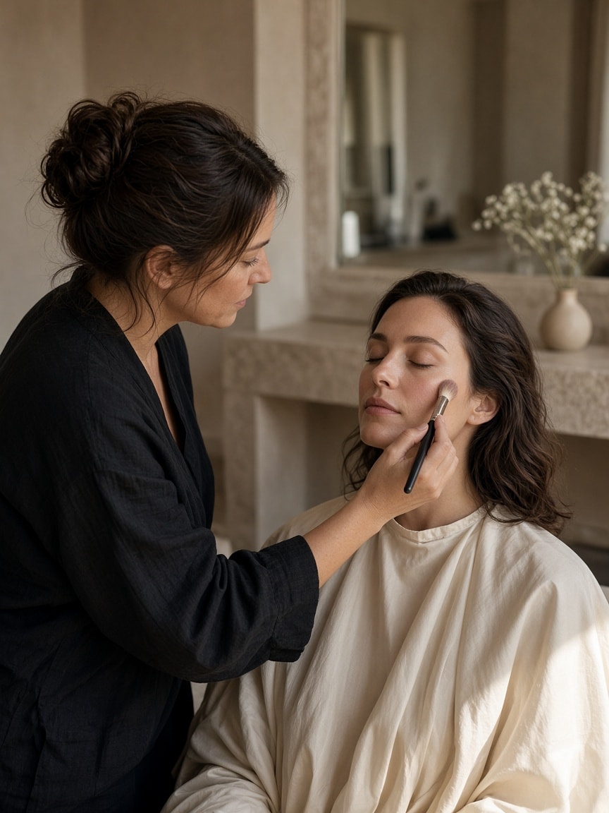 Makeup underway in the private room