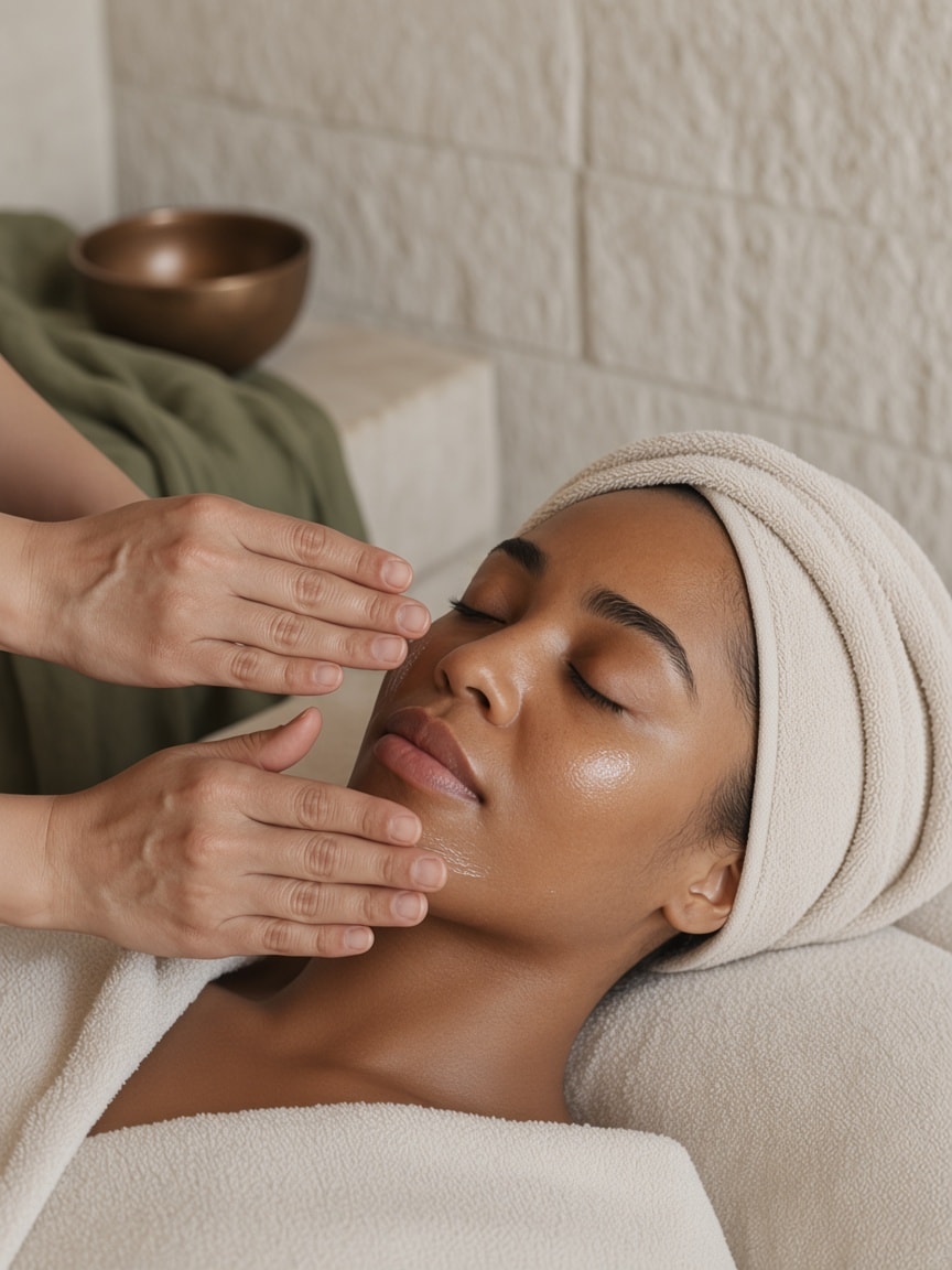 A facial underway in the private room